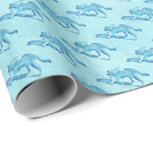 Papier Cadeau Loup bleu (Coin rond)