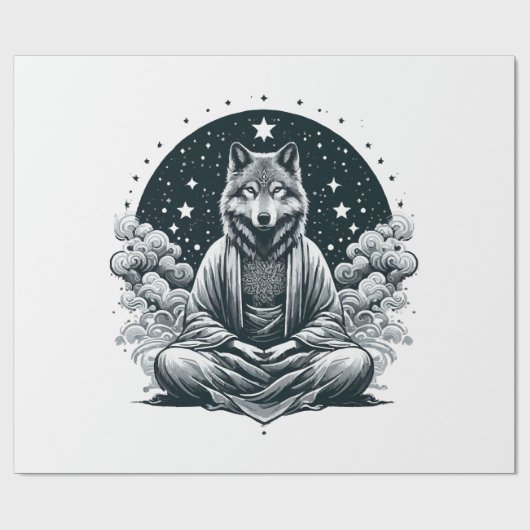Papier Cadeau Loup conscient (Plat)