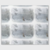 Papier Cadeau Loup dans le apper d'enveloppement de Noël de neig (Plat)