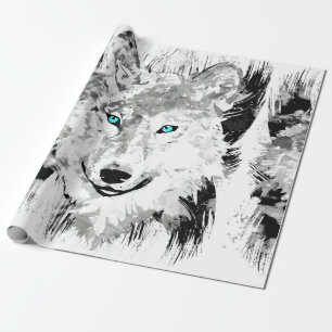 Papier Cadeau Loup Dessin de loup gris Papier d'enrobage