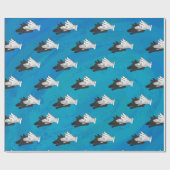 Papier Cadeau Loup en bleu (Plat)