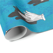 Papier Cadeau Loup en bleu (Coin rond)