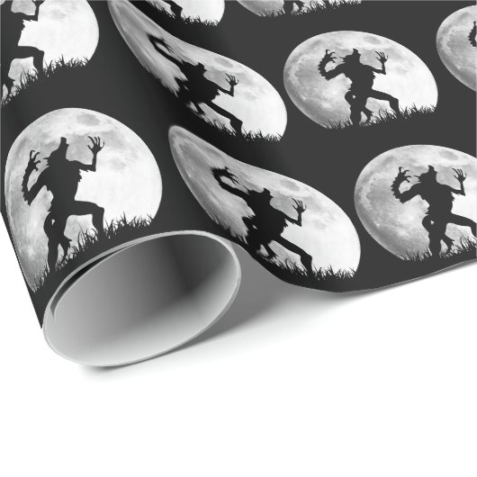 Papier Cadeau Loup-garou à la Pleine lune - Halloween frais (Coin rond)