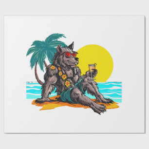 Papier Cadeau loup-garou en vacances