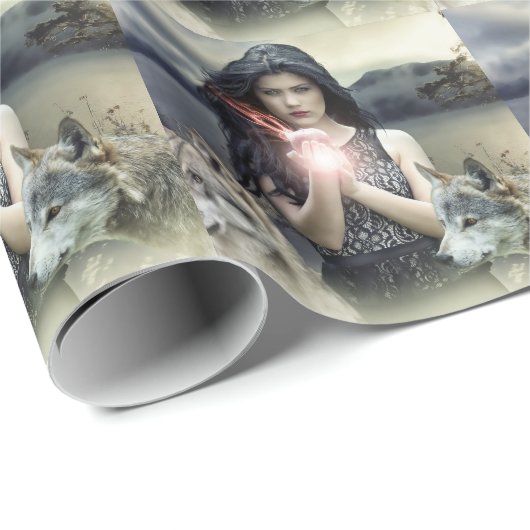 Papier Cadeau Loup gothique (Coin rond)