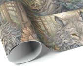 Papier Cadeau Loup gris (Coin rond)