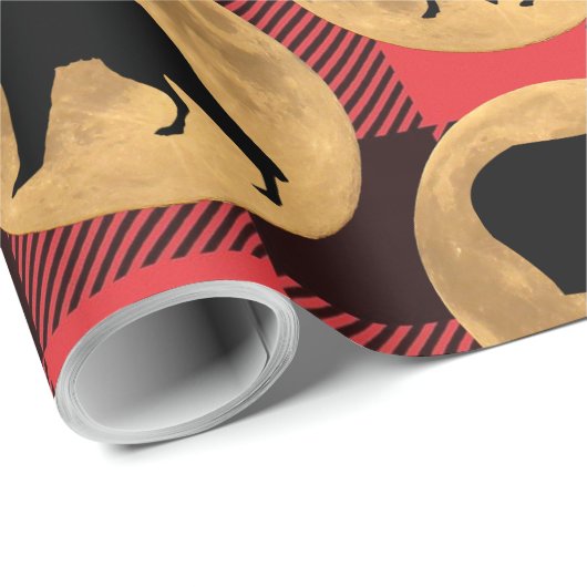 Papier Cadeau Loup Ours Elk Oie Cerf Pleine lune (Coin rond)