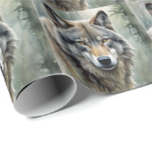 Papier Cadeau Loup solitaire Motivation Art Inspirationnel (Coin rond)