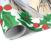 Papier Cadeau Loups de Noël (Coin rond)