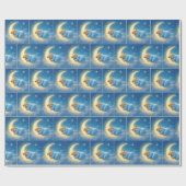 Papier Cadeau L'ours en peluche dort sur la lune (Plat)