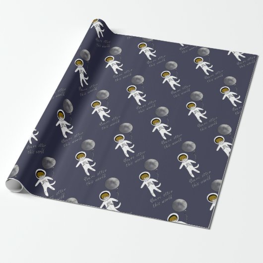 Papier Cadeau "Loutre astronaute mignon de loutre du ce monde" (Déroulé)