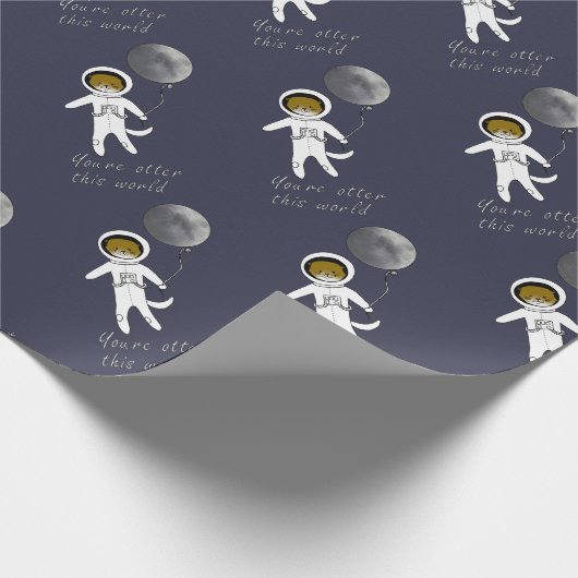 Papier Cadeau "Loutre astronaute mignon de loutre du ce monde" (Coin)