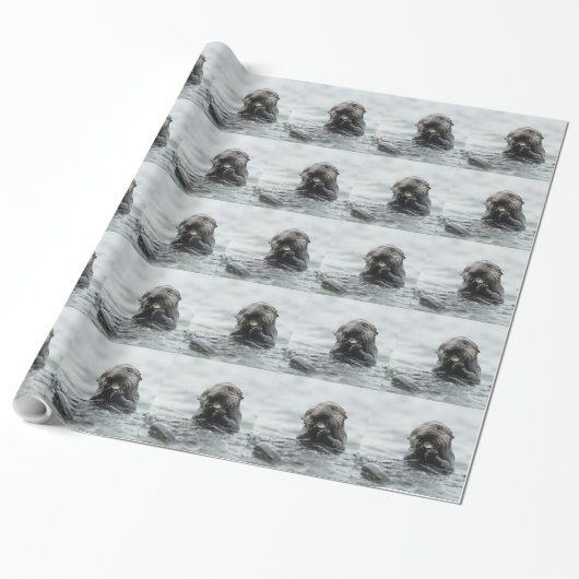 Papier Cadeau Loutre de mer adorable (Déroulé)