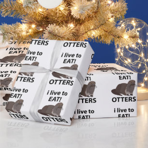 Papier Cadeau Loutres que j'adore manger Loutres drôles