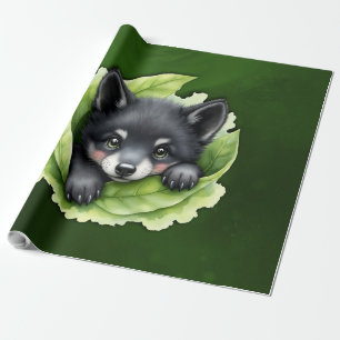 Papier Cadeau Louveteau dans le vert :