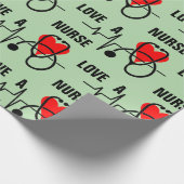 Papier Cadeau Love a Nurse Heart Stethoscope Design (Coin)
