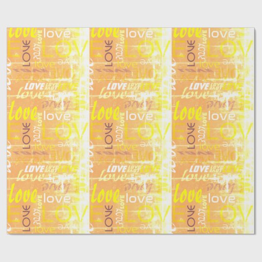 Papier Cadeau Love Alive Orange and Yellow Grunge Words Art (Plat)