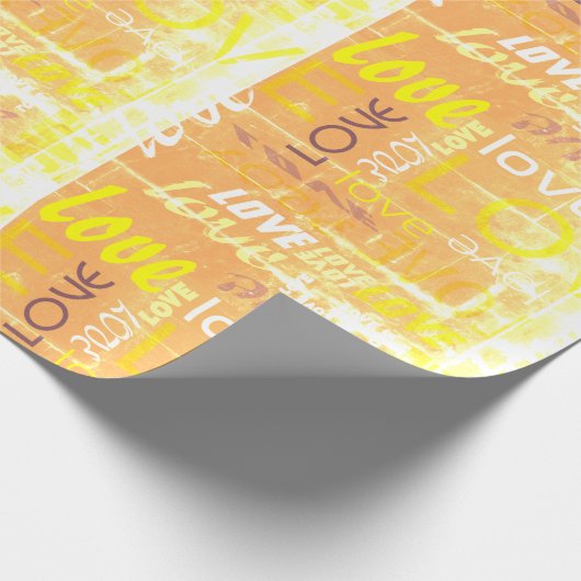 Papier Cadeau Love Alive Orange and Yellow Grunge Words Art (Coin)