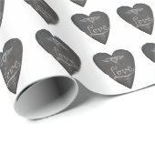 Papier Cadeau Love and Heart in Chalk Chalkboard Pattern (Coin rond)