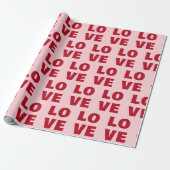 Papier Cadeau Love Bold Typography Pink & Red Gift (Déroulé)