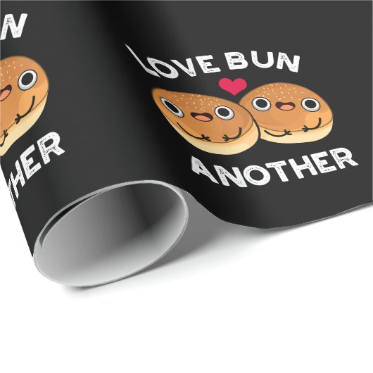 Papier Cadeau Love Bun autre amusant jeu de nourriture Dark BG (Coin rond)