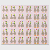 Papier Cadeau Love Ducks Valentine's Day Initiales personnalisée (Plat)