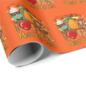 Papier Cadeau Love Fall Personnaliser d'automne Texte et couleur (Coin rond)