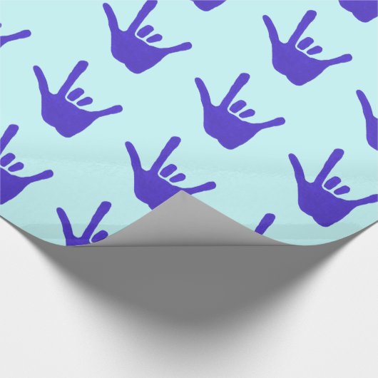 Papier Cadeau Love Hand Sign Language Blue Wrapper Paper (Coin)
