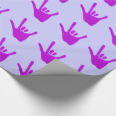 Papier Cadeau Love Hand Sign Language Purple Wrapper Paper (Coin)