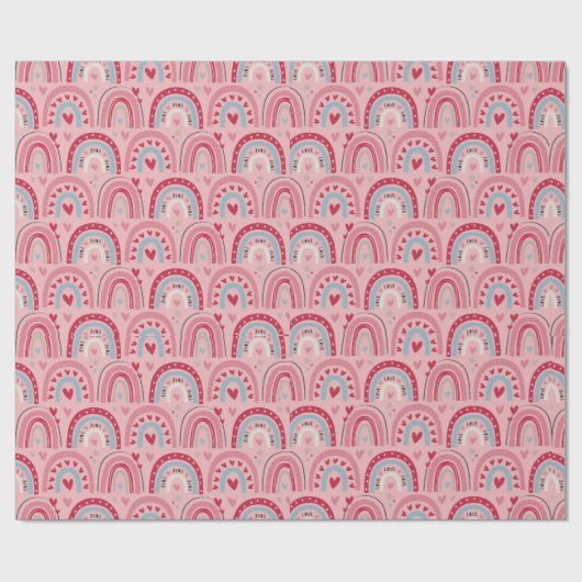 Papier Cadeau Love Heart Valentines Day Rainbow Wrapper Papier (Plat)