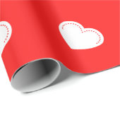 Papier Cadeau Love Heart White Valentine's Wrapping Paper (Coin rond)