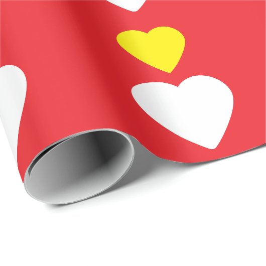 Papier Cadeau Love Hearts on Bright Red Classical Unique Simple (Coin rond)