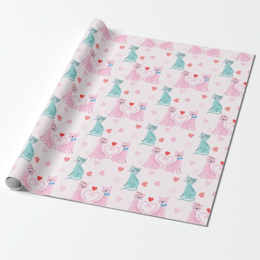 Papier Cadeau Love Kitties (Déroulé)