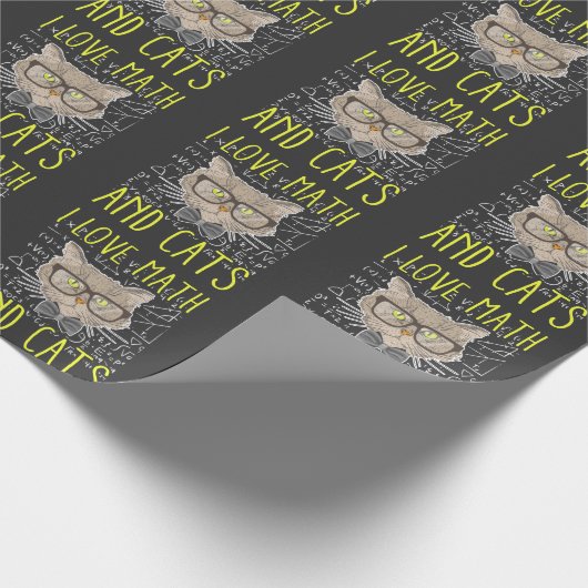 Papier Cadeau Love Math et Chats Mathematicique Nerd (Coin)