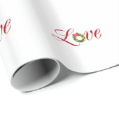 Papier Cadeau Love Noël Wreath Fêtes Noël Design (Coin rond)