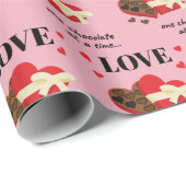 Papier Cadeau Love One Chocolate at a Time Drôle Citation (Coin rond)