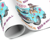 Papier Cadeau Love Peace Rock N Roll (Coin rond)