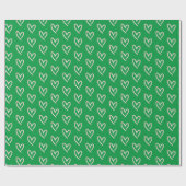 Papier Cadeau Love Pink Heart Papier à enveloppement vert (Plat)