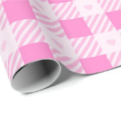 Papier Cadeau Love Plaid Collection rose moderne (Coin rond)