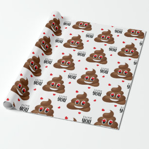 Papier Cadeau Love poop emoji le jour de Valentine emballage pap
