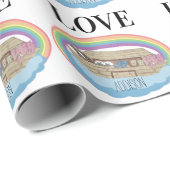 Papier Cadeau Love Rainbow Noah's Ark personnalisé Nom (Coin rond)