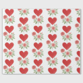 Papier Cadeau Love Red Hearts Pink Roses (Plat)