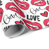 Papier Cadeau Love Red Lips (Coin rond)