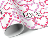 Papier Cadeau LOVE ROUGE ROSE DE Tiny Hearts (Coin rond)