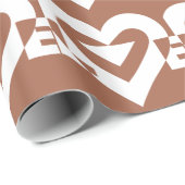 Papier Cadeau Love White sur Brown (Coin rond)