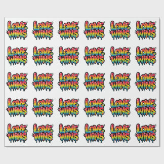 Papier Cadeau Love Wins Rainbow Pride Quote | Colorful LGBTQ+