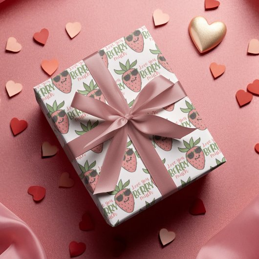 Papier Cadeau Love You Berry beaucoup de papier enveloppant