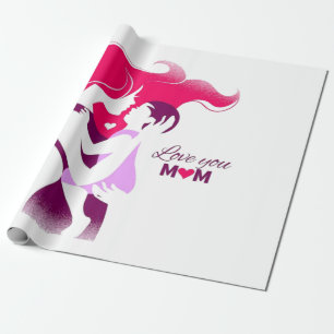 Papier Cadeau Love You Mom - Conception de la Fête des Mères mig