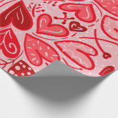 Papier Cadeau Love You Red Hearts Valentine Cadeau (Coin)