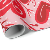 Papier Cadeau Love You Red Hearts Valentine Cadeau (Coin rond)